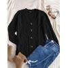 MEROKEETY Women’s 2025 Fall Long Sleeve Cable Knit Sweater Open Front Cardigan Button Loose Outerwear(Black)