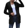 MEROKEETY Women’s 2025 Fall Long Sleeve Cable Knit Sweater Open Front Cardigan Button Loose Outerwear(Black)