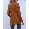 MEROKEETY Women’s 2025 Fall Long Sleeve Cable Knit Sweater Open Front Cardigan Button Loose Outerwear(Brown)
