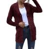MEROKEETY Women’s 2025 Fall Long Sleeve Cable Knit Sweater Open Front Cardigan Button Loose Outerwear(Burgundy)