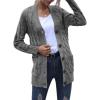MEROKEETY Women’s 2025 Fall Long Sleeve Cable Knit Sweater Open Front Cardigan Button Loose Outerwear(Charcoal)
