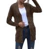MEROKEETY Women’s 2025 Fall Long Sleeve Cable Knit Sweater Open Front Cardigan Button Loose Outerwear(Dark Brown)