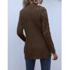 MEROKEETY Women’s 2025 Fall Long Sleeve Cable Knit Sweater Open Front Cardigan Button Loose Outerwear(Dark Brown)