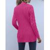 MEROKEETY Women’s 2025 Fall Long Sleeve Cable Knit Sweater Open Front Cardigan Button Loose Outerwear(Hot Pink)