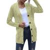 MEROKEETY Women’s 2025 Fall Long Sleeve Cable Knit Sweater Open Front Cardigan Button Loose Outerwear(Light Green)