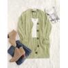 MEROKEETY Women’s 2025 Fall Long Sleeve Cable Knit Sweater Open Front Cardigan Button Loose Outerwear(Light Green)