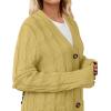 MEROKEETY Women’s 2025 Fall Long Sleeve Cable Knit Sweater Open Front Cardigan Button Loose Outerwear(Mustard)