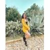 MEROKEETY Women’s 2025 Fall Long Sleeve Cable Knit Sweater Open Front Cardigan Button Loose Outerwear(Mustard)