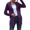 MEROKEETY Women’s 2025 Fall Long Sleeve Cable Knit Sweater Open Front Cardigan Button Loose Outerwear(Plum)