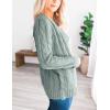 MEROKEETY Women’s 2025 Fall Long Sleeve Cable Knit Sweater Open Front Cardigan Button Loose Outerwear(Sage)