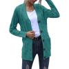 MEROKEETY Women’s 2025 Fall Long Sleeve Cable Knit Sweater Open Front Cardigan Button Loose Outerwear(Teal Green)