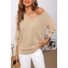MEROKEETY Women’s 2025 Fall Long Sleeve Sweater V Neck Winter Tops Casual Lightweight Knit Pullover Shirts(Apricot)
