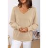 MEROKEETY Women’s 2025 Fall Long Sleeve Sweater V Neck Winter Tops Casual Lightweight Knit Pullover Shirts(Apricot)