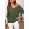 MEROKEETY Women’s 2025 Fall Long Sleeve Sweater V Neck Winter Tops Casual Lightweight Knit Pullover Shirts(Army Green)