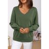 MEROKEETY Women’s 2025 Fall Long Sleeve Sweater V Neck Winter Tops Casual Lightweight Knit Pullover Shirts(Army Green)