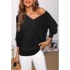 MEROKEETY Women’s 2025 Fall Long Sleeve Sweater V Neck Winter Tops Casual Lightweight Knit Pullover Shirts(Black)