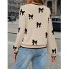 MEROKEETY Women’s 2025 Fall Long Sleeve Sweater V Neck Winter Tops Casual Lightweight Knit Pullover Shirts(Bow Apricot)