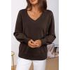 MEROKEETY Women’s 2025 Fall Long Sleeve Sweater V Neck Winter Tops Casual Lightweight Knit Pullover Shirts(Brown)