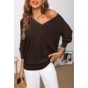 MEROKEETY Women’s 2025 Fall Long Sleeve Sweater V Neck Winter Tops Casual Lightweight Knit Pullover Shirts(Brown)