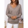 MEROKEETY Women’s 2025 Fall Long Sleeve Sweater V Neck Winter Tops Casual Lightweight Knit Pullover Shirts(Cashmere)