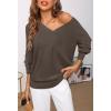 MEROKEETY Women’s 2025 Fall Long Sleeve Sweater V Neck Winter Tops Casual Lightweight Knit Pullover Shirts(Coffee)