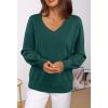 MEROKEETY Women’s 2025 Fall Long Sleeve Sweater V Neck Winter Tops Casual Lightweight Knit Pullover Shirts(Green)