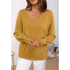 MEROKEETY Women’s 2025 Fall Long Sleeve Sweater V Neck Winter Tops Casual Lightweight Knit Pullover Shirts(Mustard)