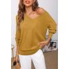 MEROKEETY Women’s 2025 Fall Long Sleeve Sweater V Neck Winter Tops Casual Lightweight Knit Pullover Shirts(Mustard)