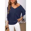 MEROKEETY Women’s 2025 Fall Long Sleeve Sweater V Neck Winter Tops Casual Lightweight Knit Pullover Shirts(Navy)