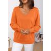MEROKEETY Women’s 2025 Fall Long Sleeve Sweater V Neck Winter Tops Casual Lightweight Knit Pullover Shirts(Orange)