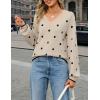 MEROKEETY Women’s 2025 Fall Long Sleeve Sweater V Neck Winter Tops Casual Lightweight Knit Pullover Shirts(Polka Dot)
