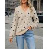 MEROKEETY Women’s 2025 Fall Long Sleeve Sweater V Neck Winter Tops Casual Lightweight Knit Pullover Shirts(Polka Dot)