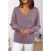 MEROKEETY Women’s 2025 Fall Long Sleeve Sweater V Neck Winter Tops Casual Lightweight Knit Pullover Shirts(Purple)