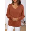 MEROKEETY Women’s 2025 Fall Long Sleeve Sweater V Neck Winter Tops Casual Lightweight Knit Pullover Shirts(Rust)