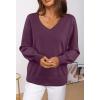 MEROKEETY Women’s 2025 Fall Long Sleeve Sweater V Neck Winter Tops Casual Lightweight Knit Pullover Shirts(Wine)