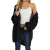 MEROKEETY Women’s 2025 Fall Open Front Chunky Knit Sweater Oversized Lantern Sleeve Cardigan Outwear(Black)