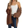 MEROKEETY Women’s 2025 Fall Open Front Chunky Knit Sweater Oversized Lantern Sleeve Cardigan Outwear(Brown)