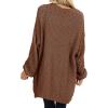 MEROKEETY Women’s 2025 Fall Open Front Chunky Knit Sweater Oversized Lantern Sleeve Cardigan Outwear(Brown)