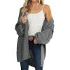 MEROKEETY Women’s 2025 Fall Open Front Chunky Knit Sweater Oversized Lantern Sleeve Cardigan Outwear(Dark Grey)