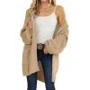 MEROKEETY Women’s 2025 Fall Open Front Chunky Knit Sweater Oversized Lantern Sleeve Cardigan Outwear(Khaki)