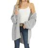 MEROKEETY Women’s 2025 Fall Open Front Chunky Knit Sweater Oversized Lantern Sleeve Cardigan Outwear(Light Grey)
