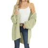 MEROKEETY Women’s 2025 Fall Open Front Chunky Knit Sweater Oversized Lantern Sleeve Cardigan Outwear(Lightgreen)