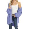 MEROKEETY Women’s 2025 Fall Open Front Chunky Knit Sweater Oversized Lantern Sleeve Cardigan Outwear(Lightpurple)