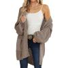 MEROKEETY Women’s 2025 Fall Open Front Chunky Knit Sweater Oversized Lantern Sleeve Cardigan Outwear(Mocha)