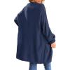 MEROKEETY Women’s 2025 Fall Open Front Chunky Knit Sweater Oversized Lantern Sleeve Cardigan Outwear(Navy)