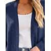 MEROKEETY Women’s 2025 Fall Open Front Chunky Knit Sweater Oversized Lantern Sleeve Cardigan Outwear(Navy)
