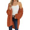 MEROKEETY Women’s 2025 Fall Open Front Chunky Knit Sweater Oversized Lantern Sleeve Cardigan Outwear(Orange)
