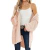 MEROKEETY Women’s 2025 Fall Open Front Chunky Knit Sweater Oversized Lantern Sleeve Cardigan Outwear(Pink)