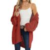 MEROKEETY Women’s 2025 Fall Open Front Chunky Knit Sweater Oversized Lantern Sleeve Cardigan Outwear(Rust)