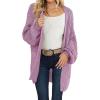 MEROKEETY Women’s 2025 Fall Open Front Chunky Knit Sweater Oversized Lantern Sleeve Cardigan Outwear(Taro)